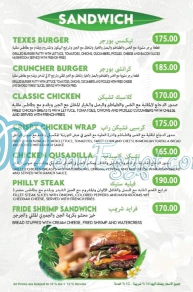 The Garden Cafe menu Egypt 9