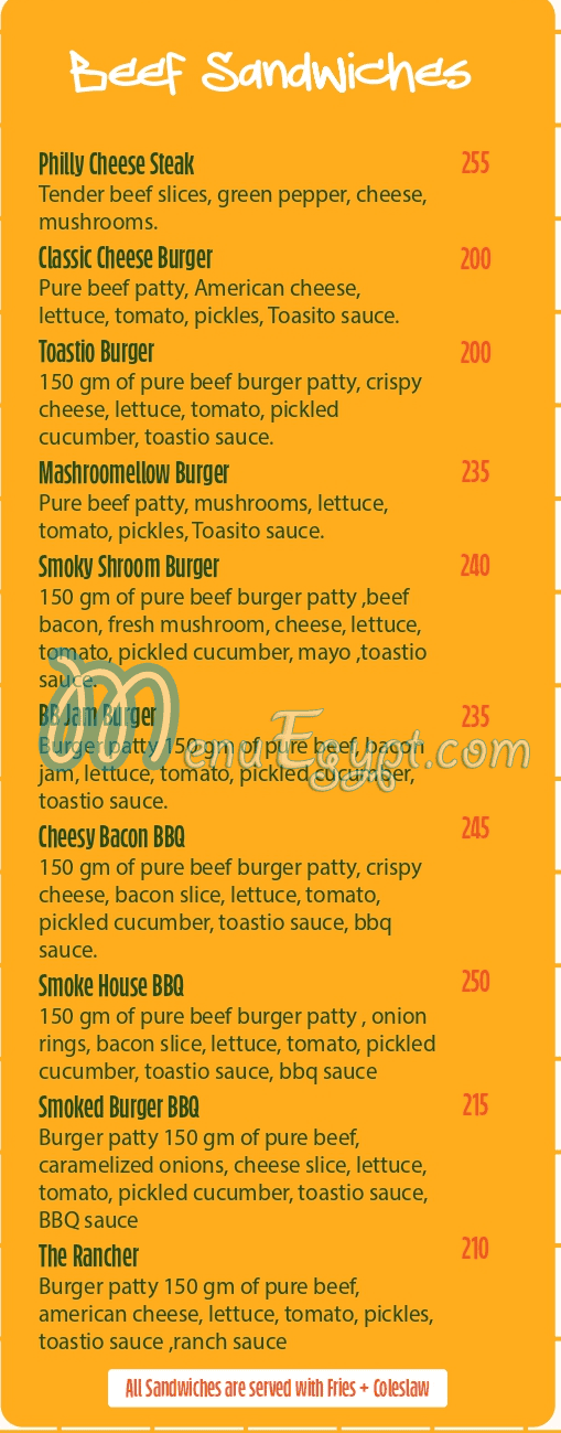 Toastio delivery menu