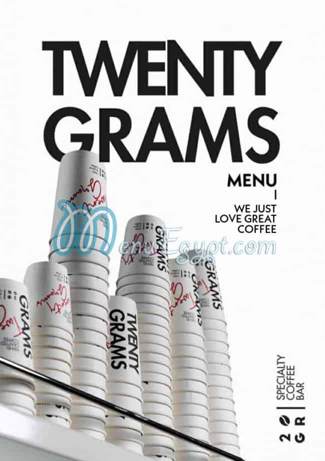 twenty Grams menu