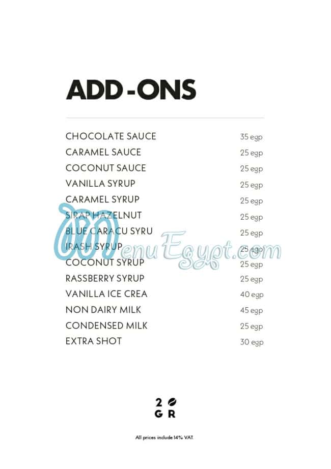 twenty Grams menu prices