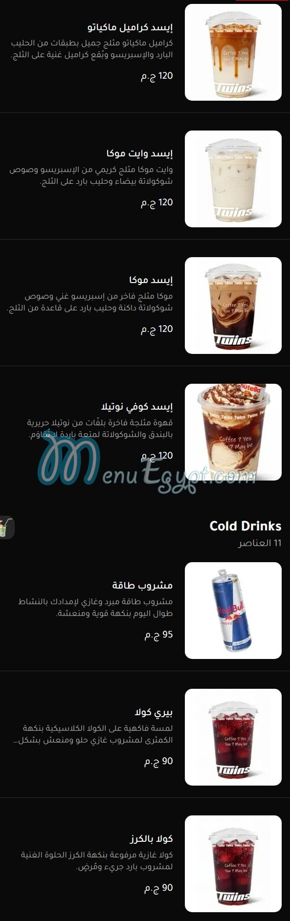 Twins Cafe menu Egypt 3