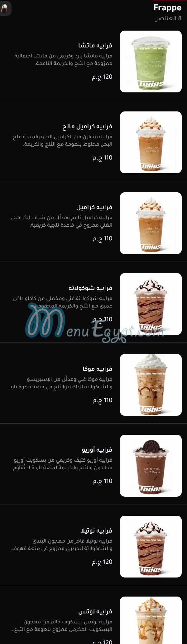 Twins Cafe menu Egypt 7