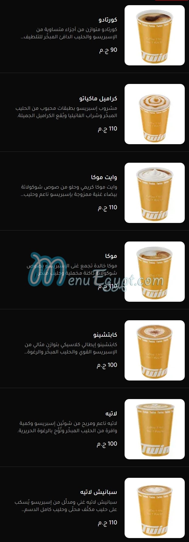 Twins Cafe menu prices