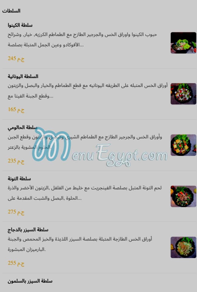 في لاونج مصر منيو بالعربى