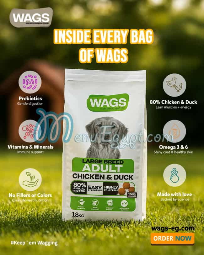 Wags Pet Food menu prices