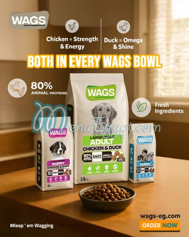 Wags Pet Food menu Egypt 1