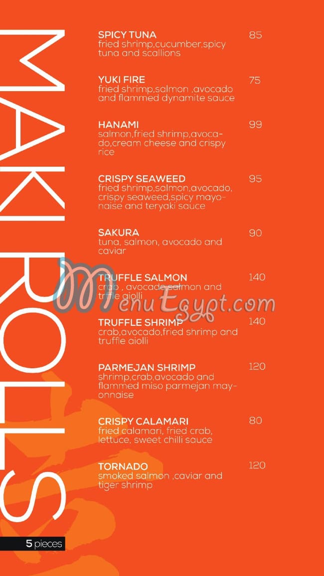 Yuki Sushi menu prices