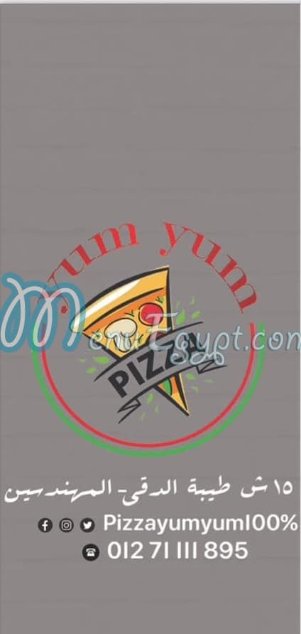 Yum yum pizza menu