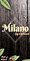 Milano cafe and restaurant menu
