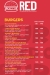 Red Burger menu